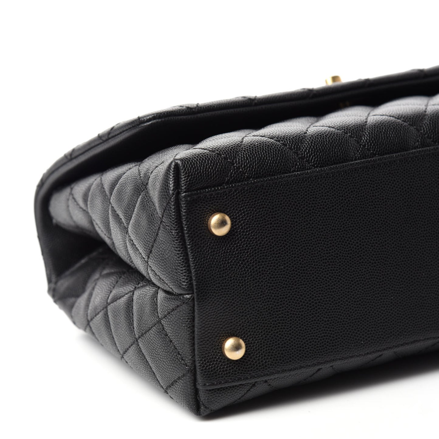 Caviar Lizard Quilted Small Coco Handle Flap Black