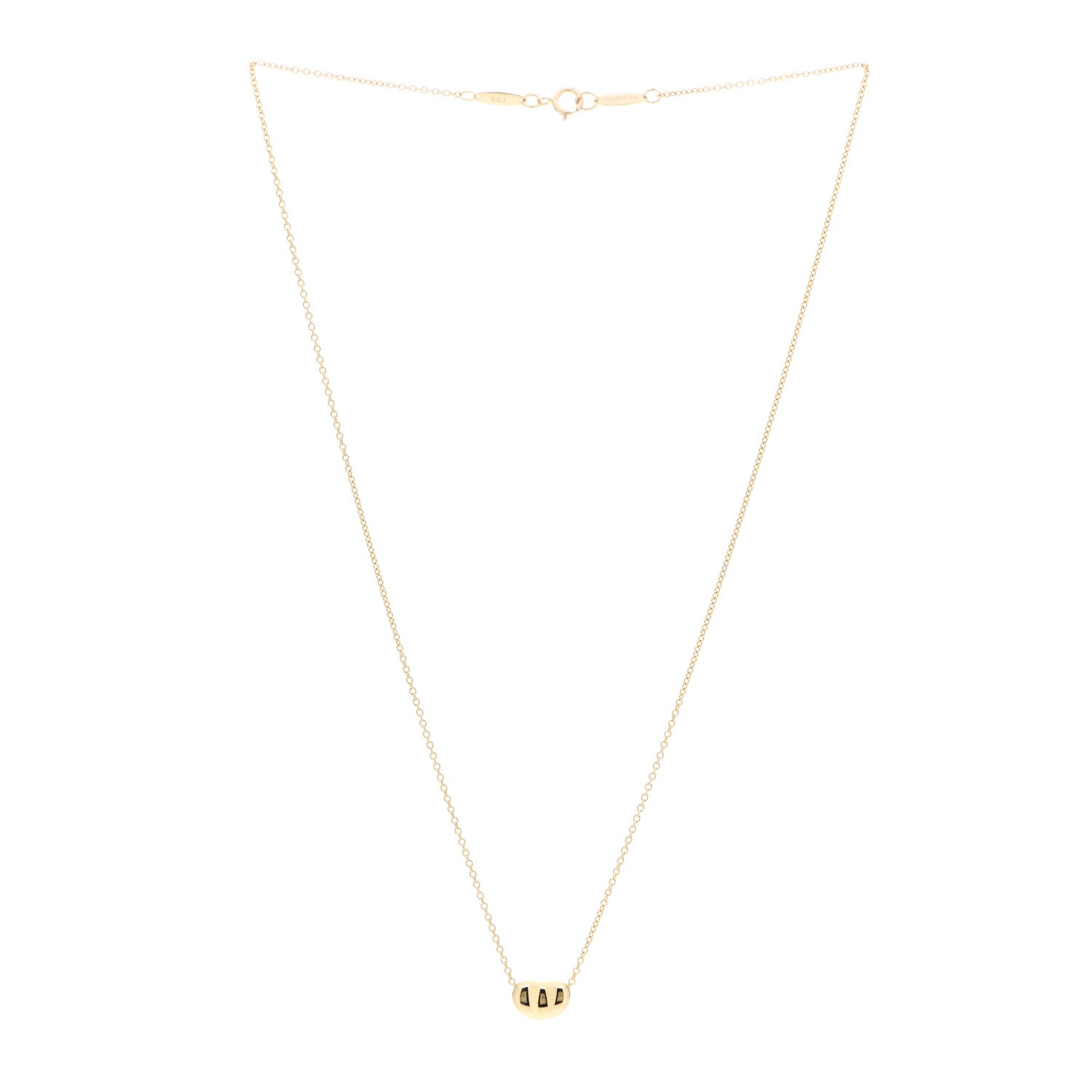 Tiffany 18K Yellow Gold 6.5mm Elsa Peretti Bean Pendant Necklace 3 of 7