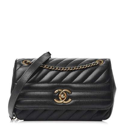 Chanel Shiny Goatskin Diagonal Quilted Small Flap Black 1 of 11