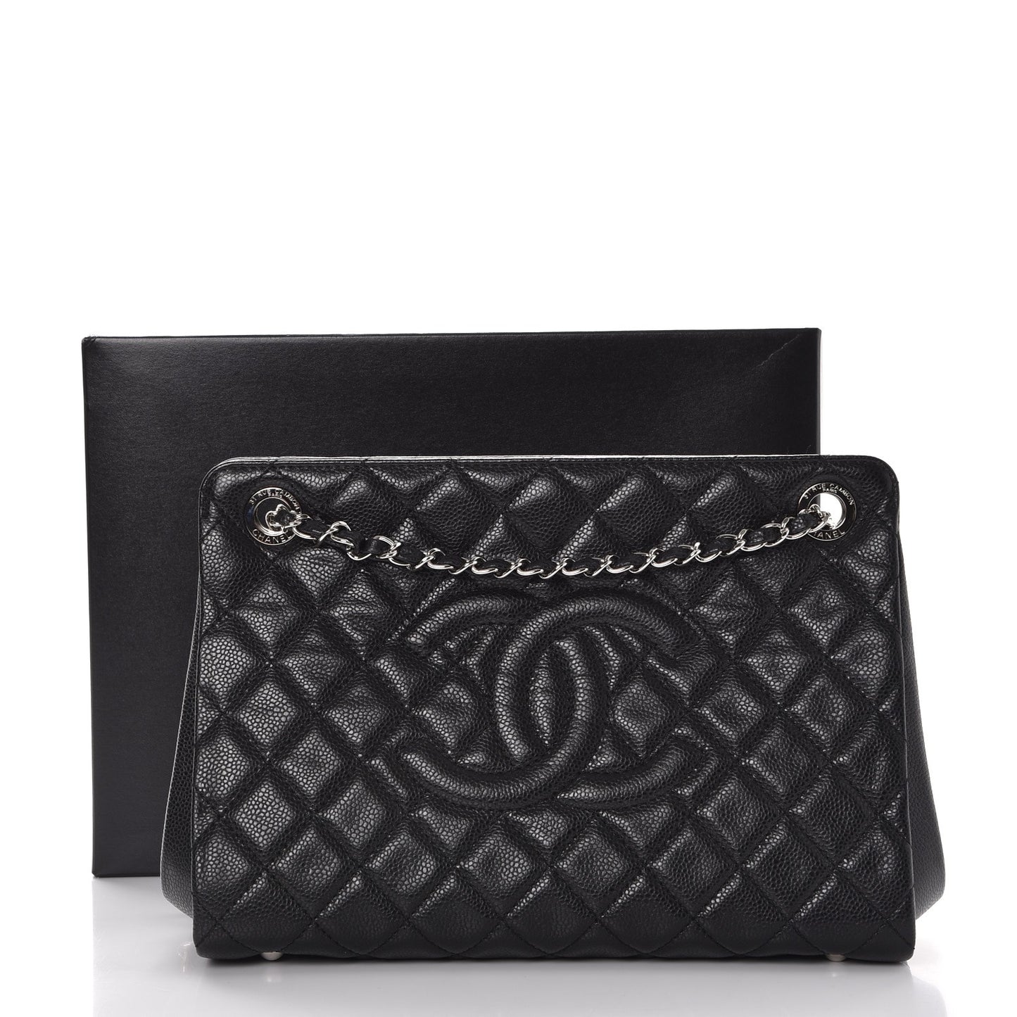Caviar Quilted Timeless CC Shopping Tote Black