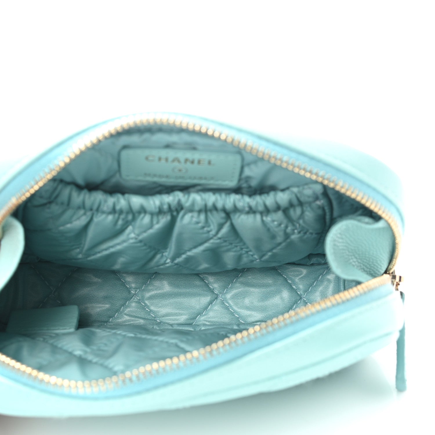 Chanel Caviar Quilted Small Curvy Pouch Cosmetic Case Light Blue 5 of 8