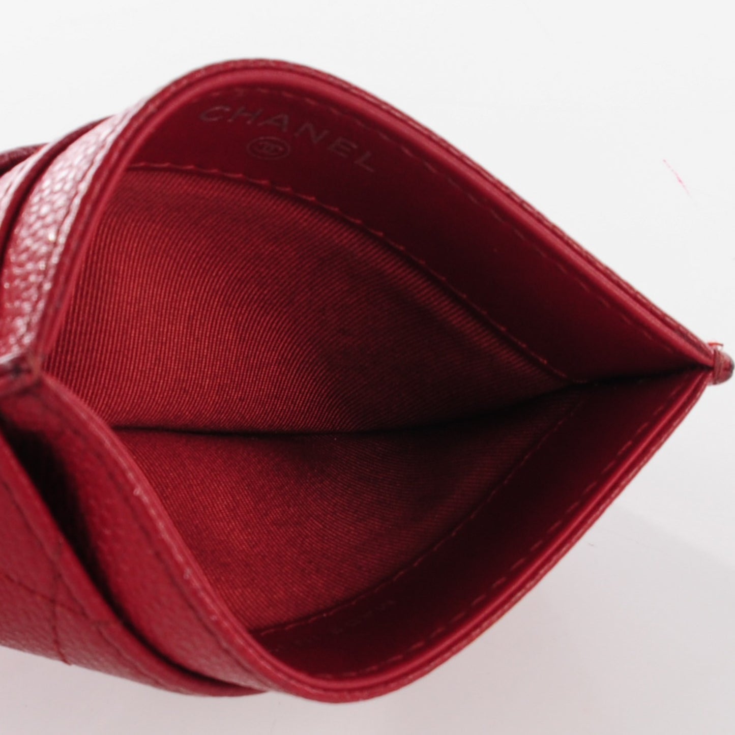 Caviar Quilted Card Holder Red