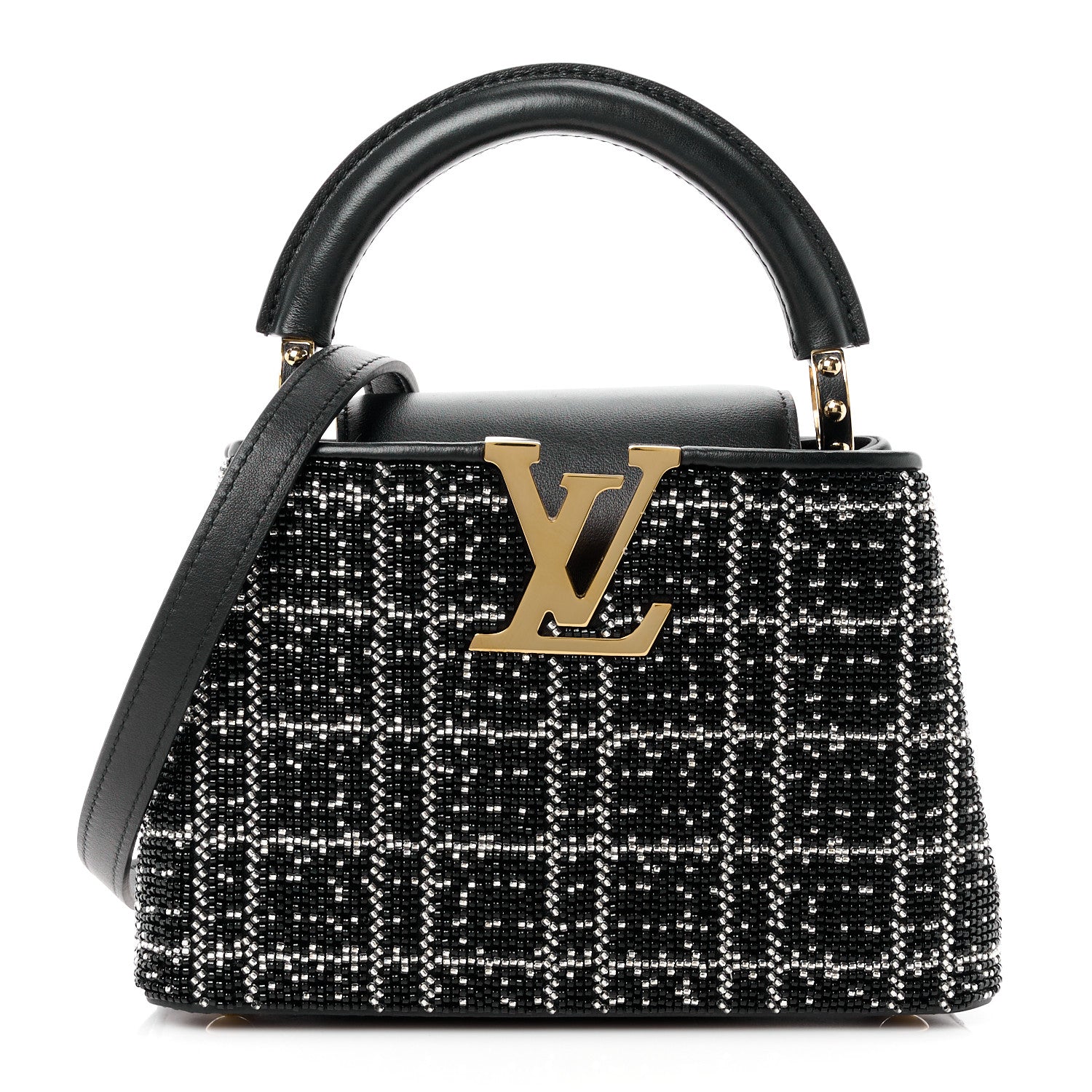 Louis Vuitton Bead Satin Embroidered Mini Capucines Black 1 of 10