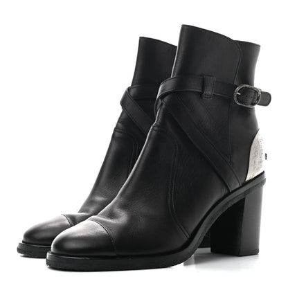 Chanel Lambskin CC Buckle Short Boots 38.5 Black 3 of 9