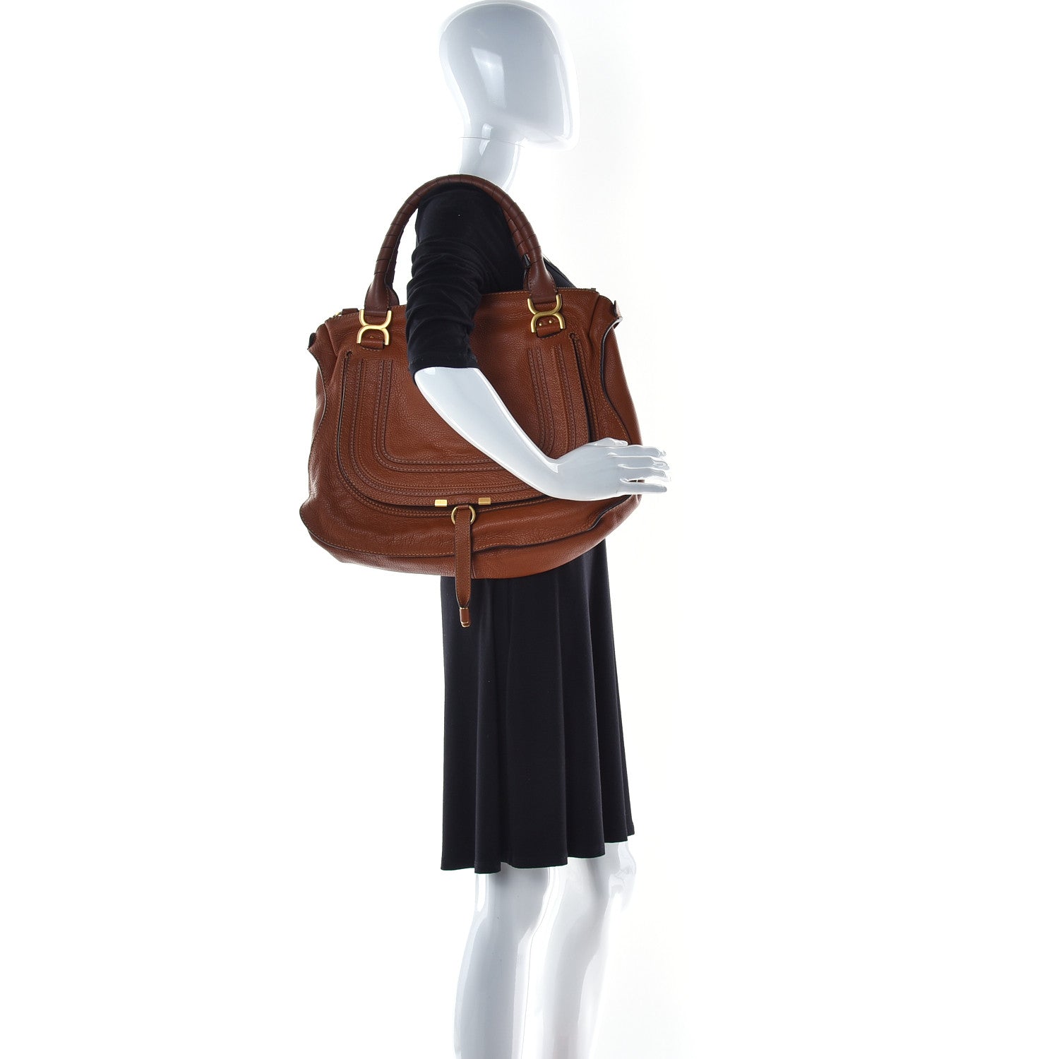 Chloe Calfskin Large Marcie Satchel Tan 2 of 9