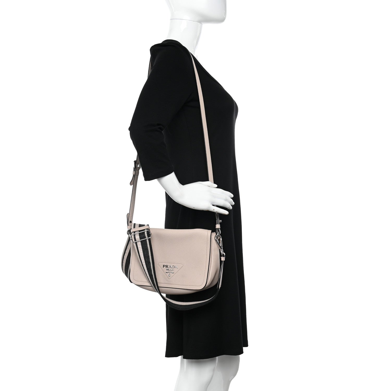 Prada Vitello Daino Soft Flap Crossbody Ninfea 2 of 12