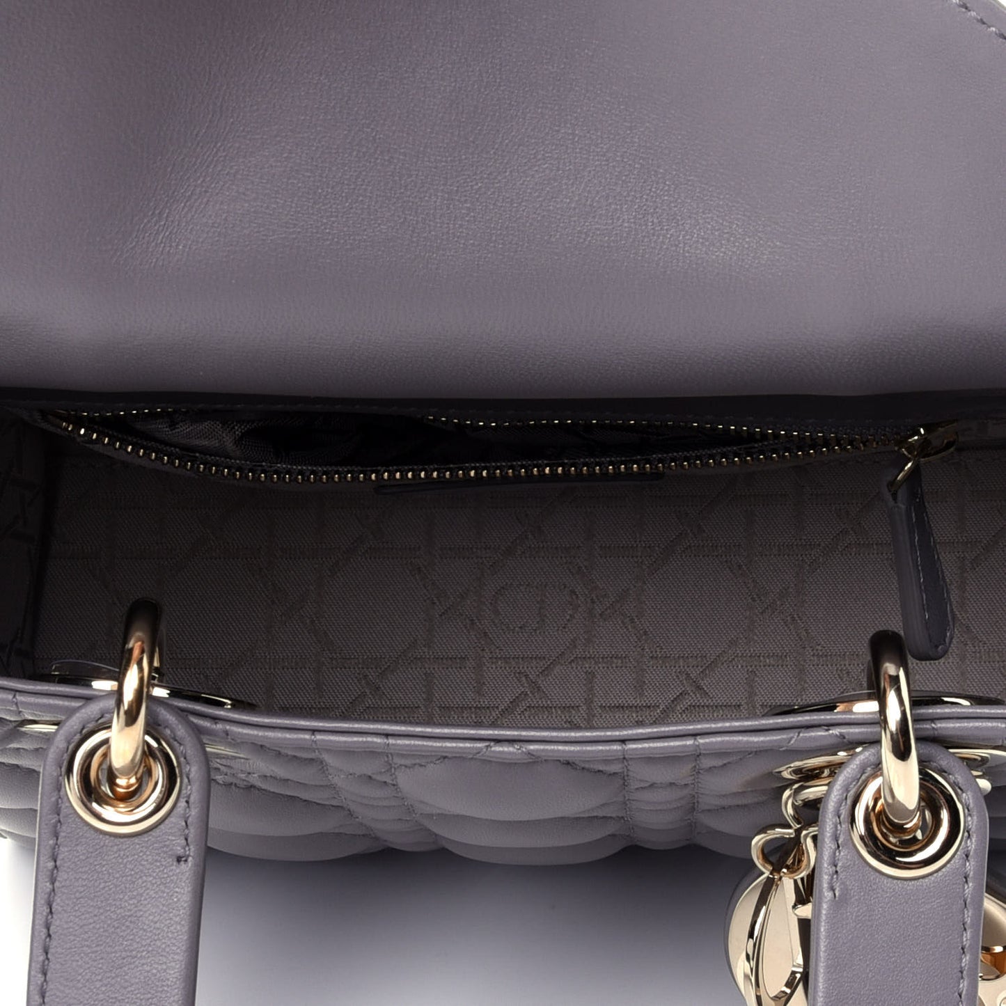 Lambskin Cannage Small My ABCDior Lady Dior Grey