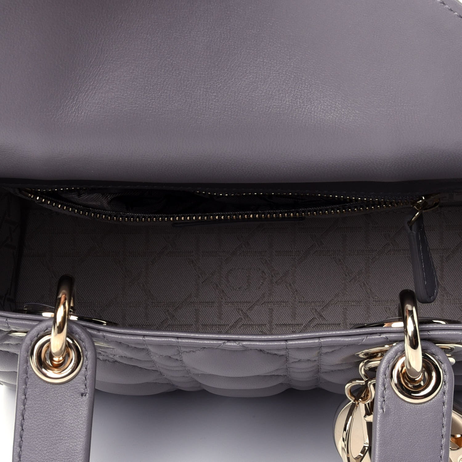 Christian Dior Lambskin Cannage Small My ABCDior Lady Dior Grey 4 of 5