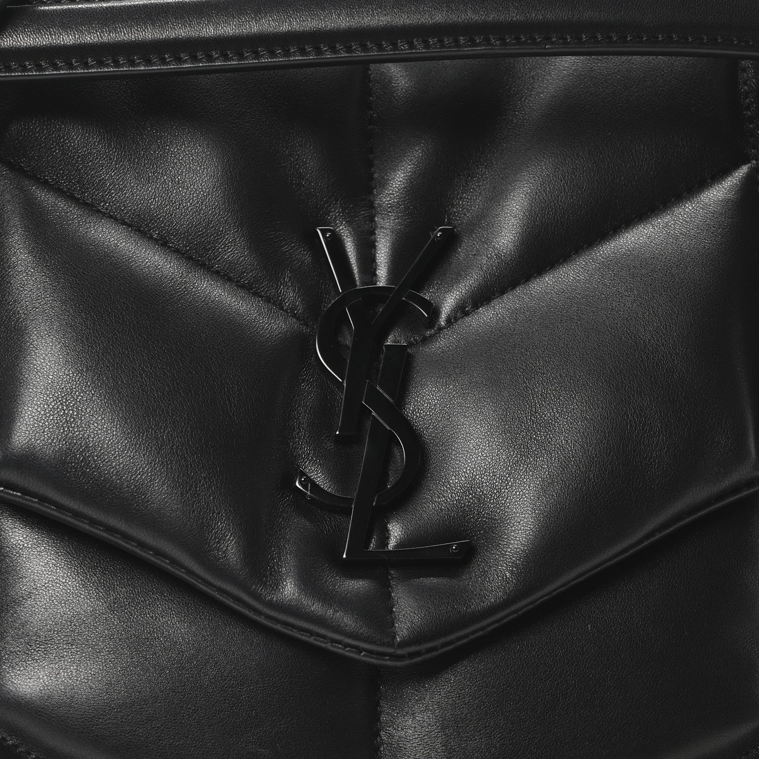 Saint Laurent Lambskin Quilted Monogram Monochrome Medium Loulou Puffer Chain Satchel Black 8 of 10