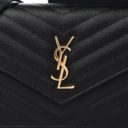 Saint Laurent Grain De Poudre Matelasse Chevron Monogram Envelope Chain Wallet Black 9 of 10