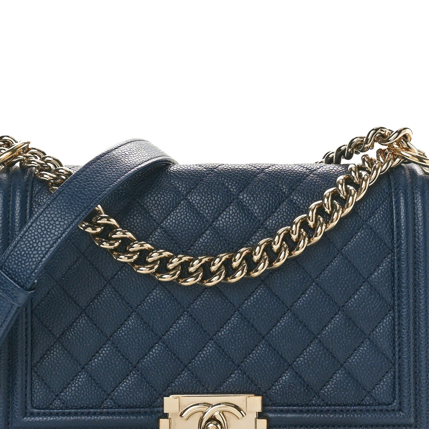 Chanel Caviar Quilted Medium Boy Flap Navy 8 of 10