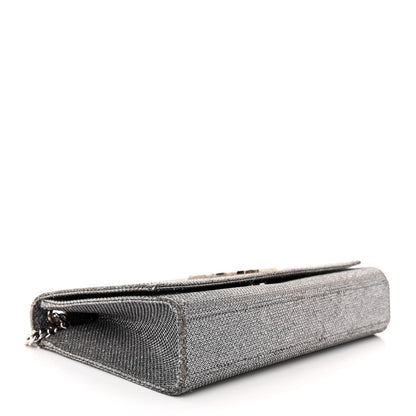 Saint Laurent Metallic Canvas Woven Medium Classic Monogram Kate Satchel Silver 4 of 13