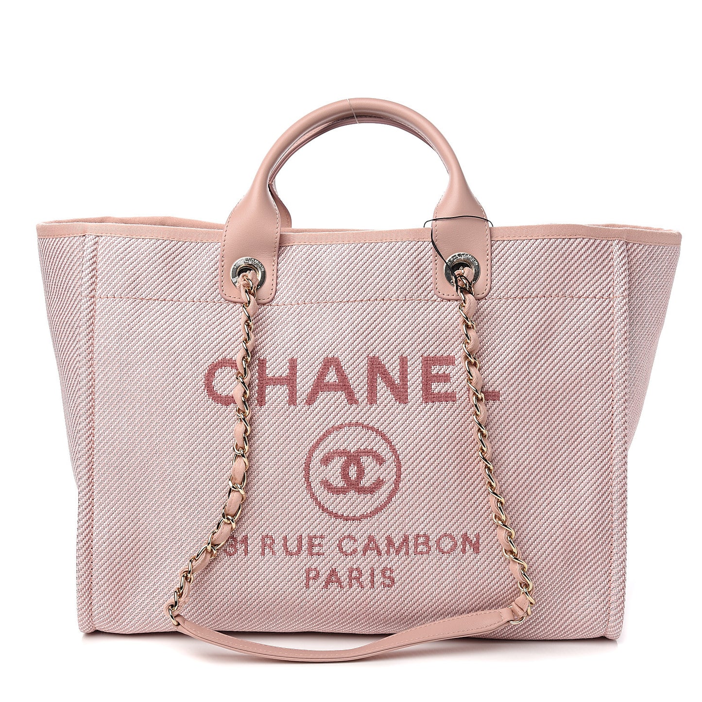 Mixed Fibers Calfskin Medium Deauville Tote Rose Pink