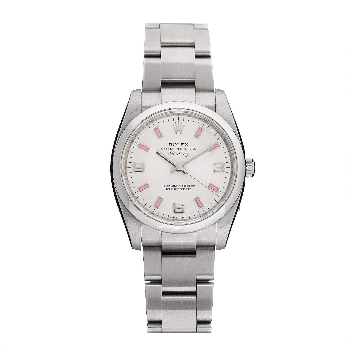 Rolex Stainless Steel 34mm Oyster Perpetual Air-King Watch Pink Index 114200 1 of 4