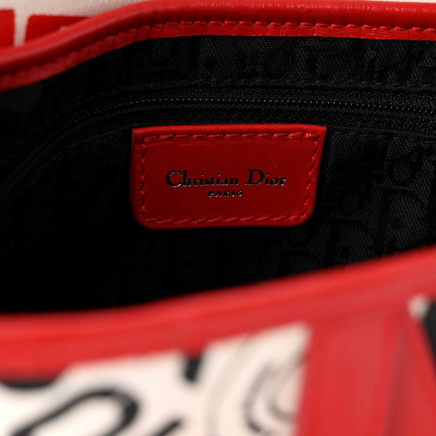 Christian Dior Canvas Hardcore Pierced Saddle Bag White Red Black 5 of 12