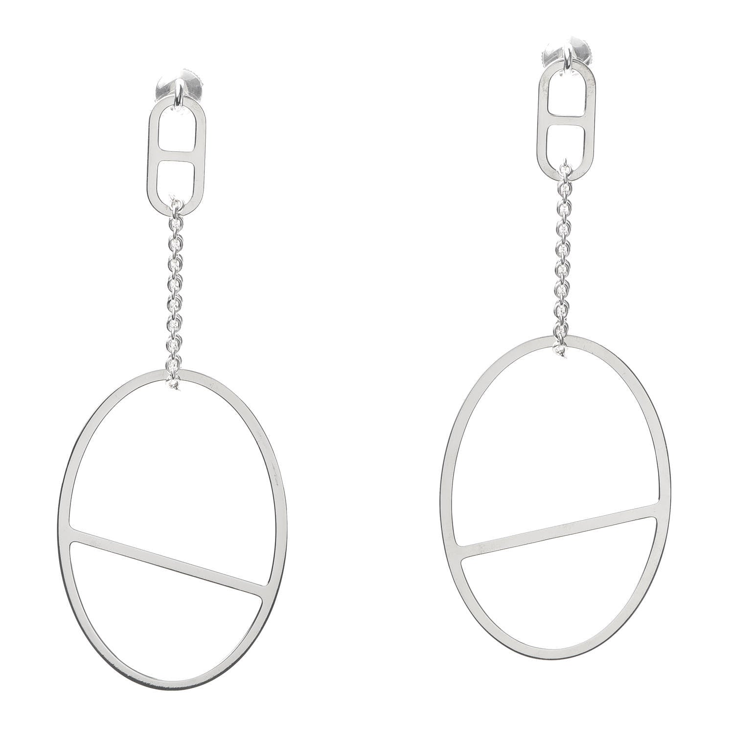 Hermes Sterling Silver Azur Drop Earrings 1 of 5