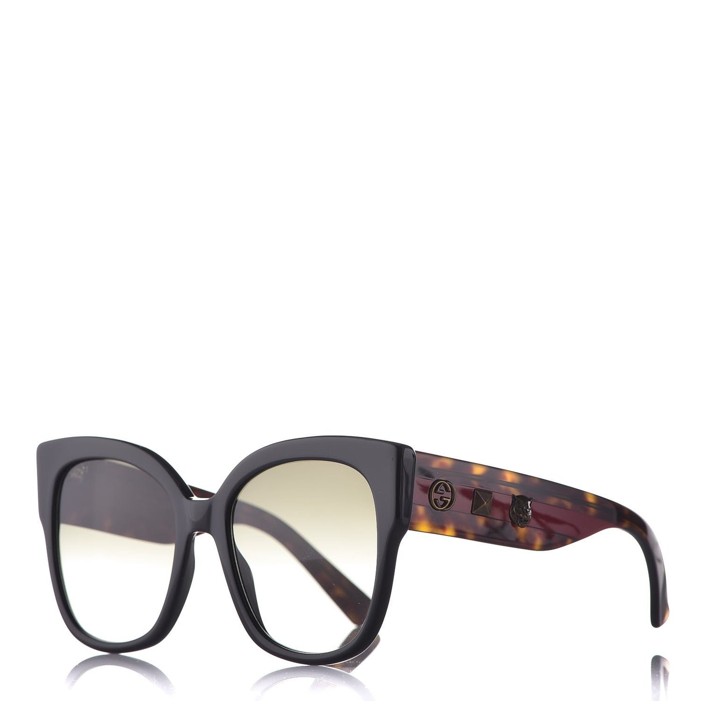 Acetate Square Frame Web Sunglasses GG0059S Black Tortoise