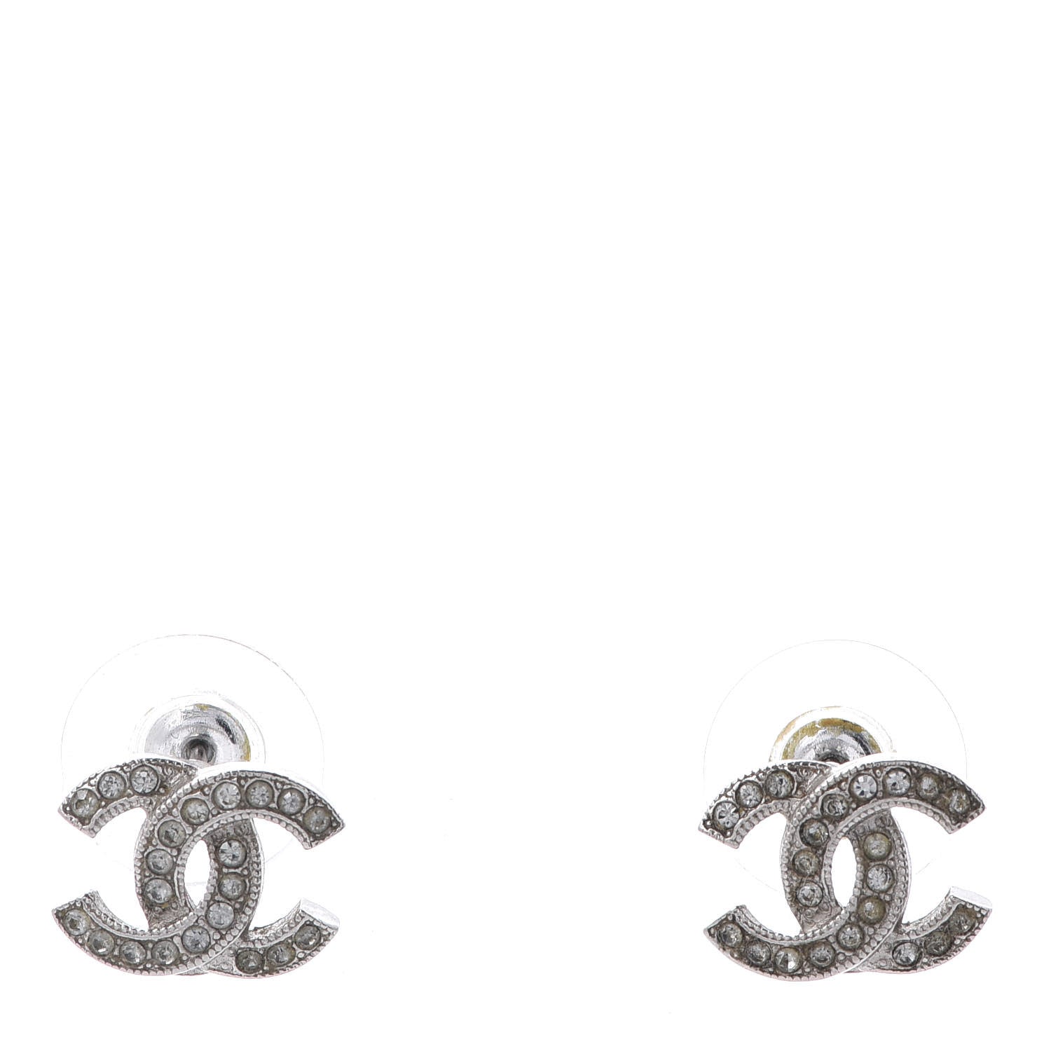 Chanel Crystal CC Earrings Silver 1 of 5
