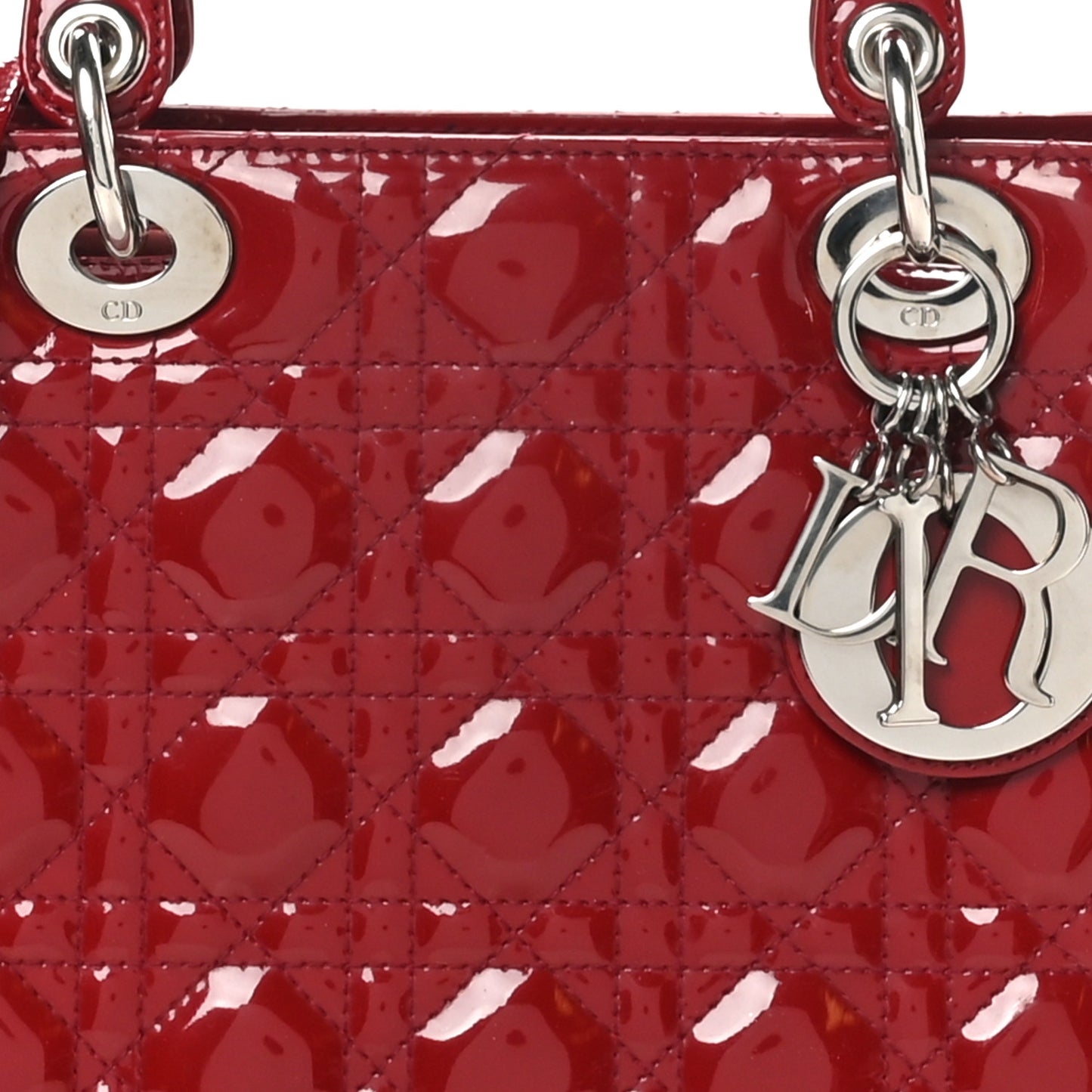Patent Cannage Medium Lady Dior Red