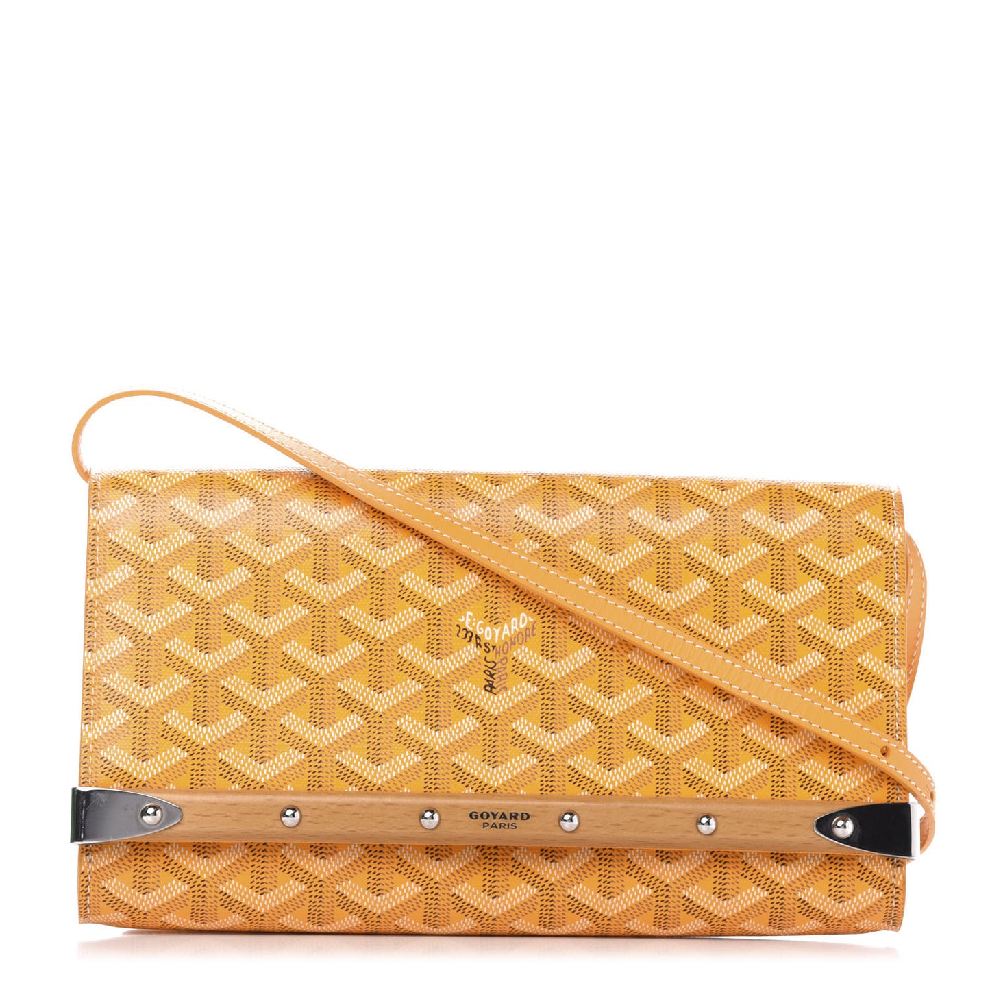 Goyardine Monte Carlo Bois Clutch With Strap Yellow