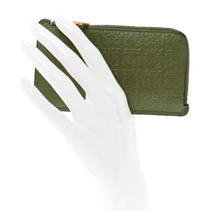 Loewe Calfskin Embossed Repeat Coin Card Holder Avocado Green 2 of 8
