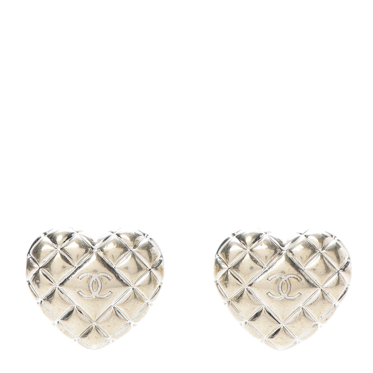 Quilted CC Heart Earrings Gold