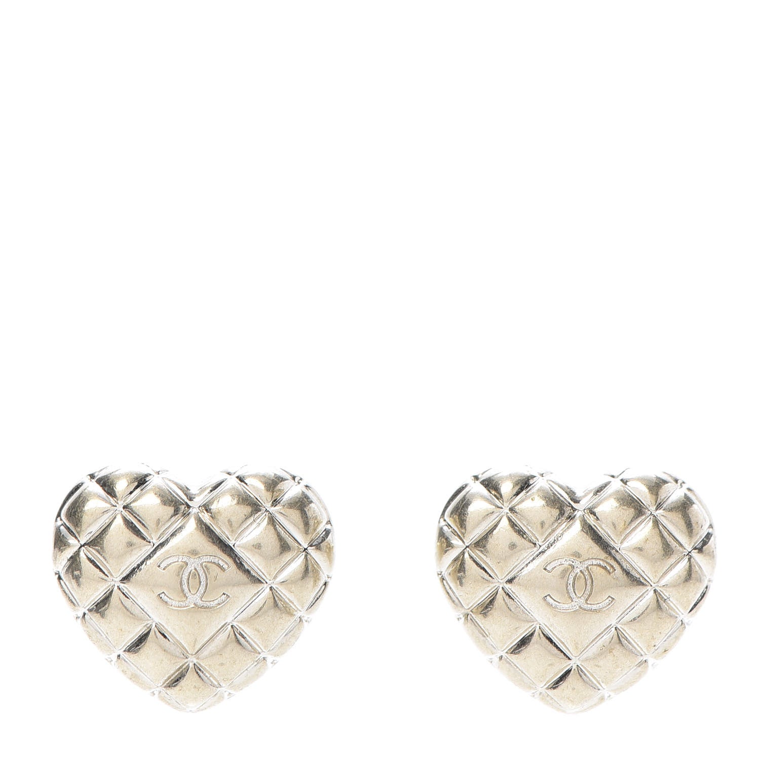 Chanel Quilted CC Heart Earrings Gold 1 of 5