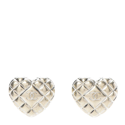 Chanel Quilted CC Heart Earrings Gold 1 of 5