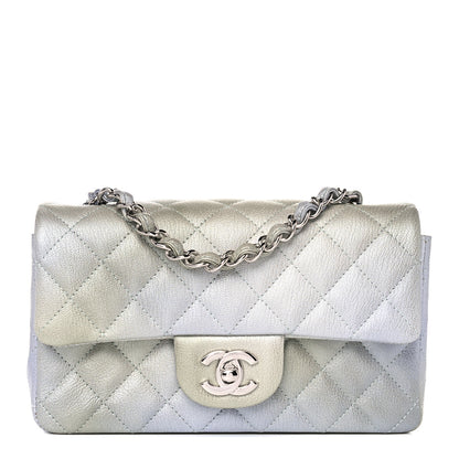 Chanel Metallic Goatskin Quilted Ombre Mini Rectangular Flap Grey Green 1 of 10