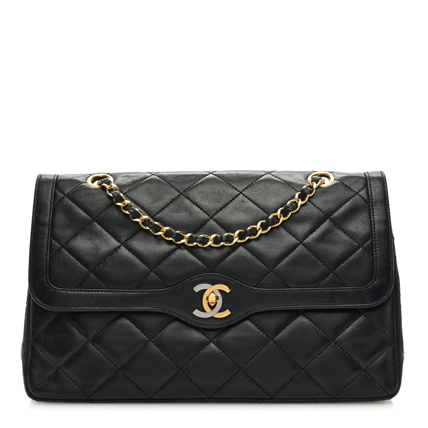 Lambskin Quilted Small Double Flap Black