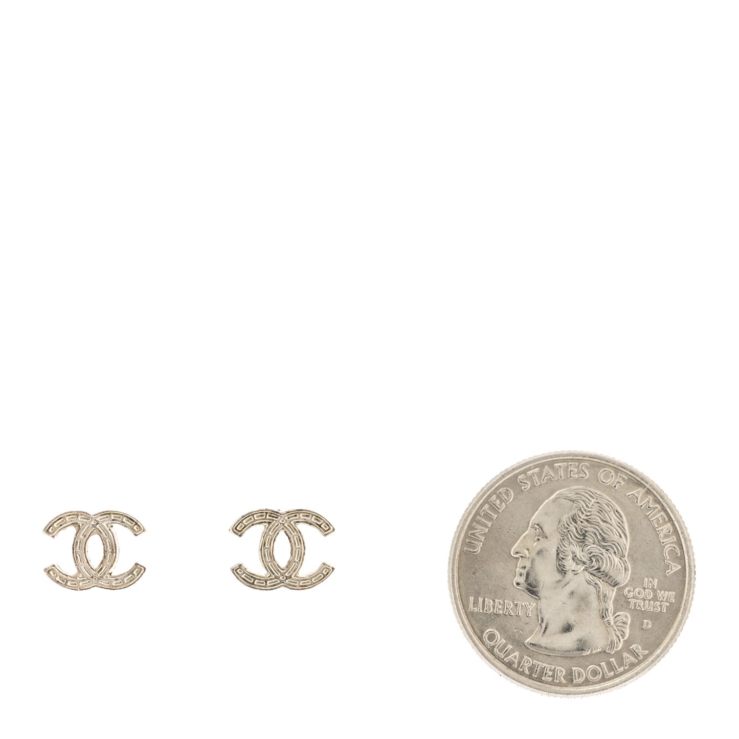 Metal CC Mini Stud Earrings Silver