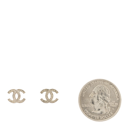 Chanel Metal CC Mini Stud Earrings Silver 2 of 3