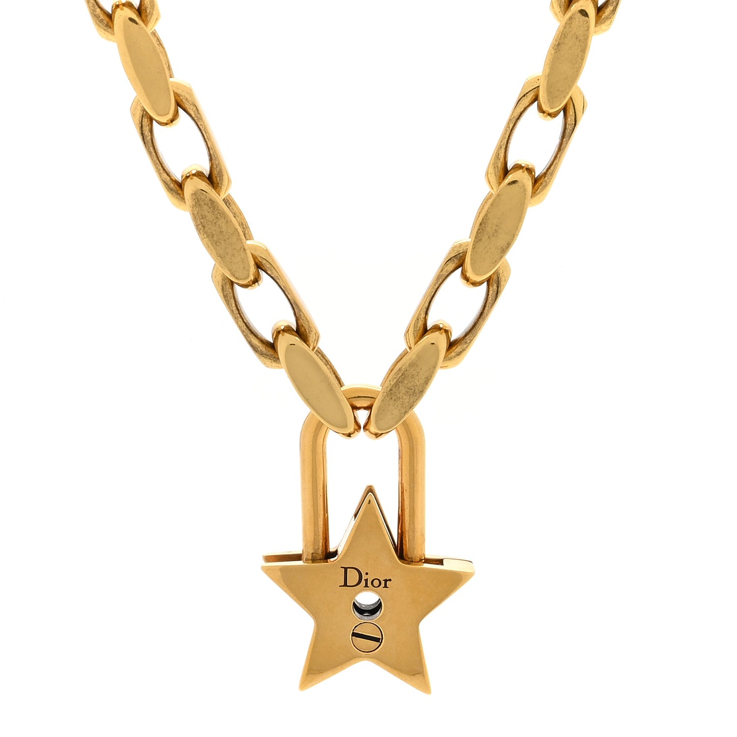 Metal Lucky Star Choker Necklace Aged Gold