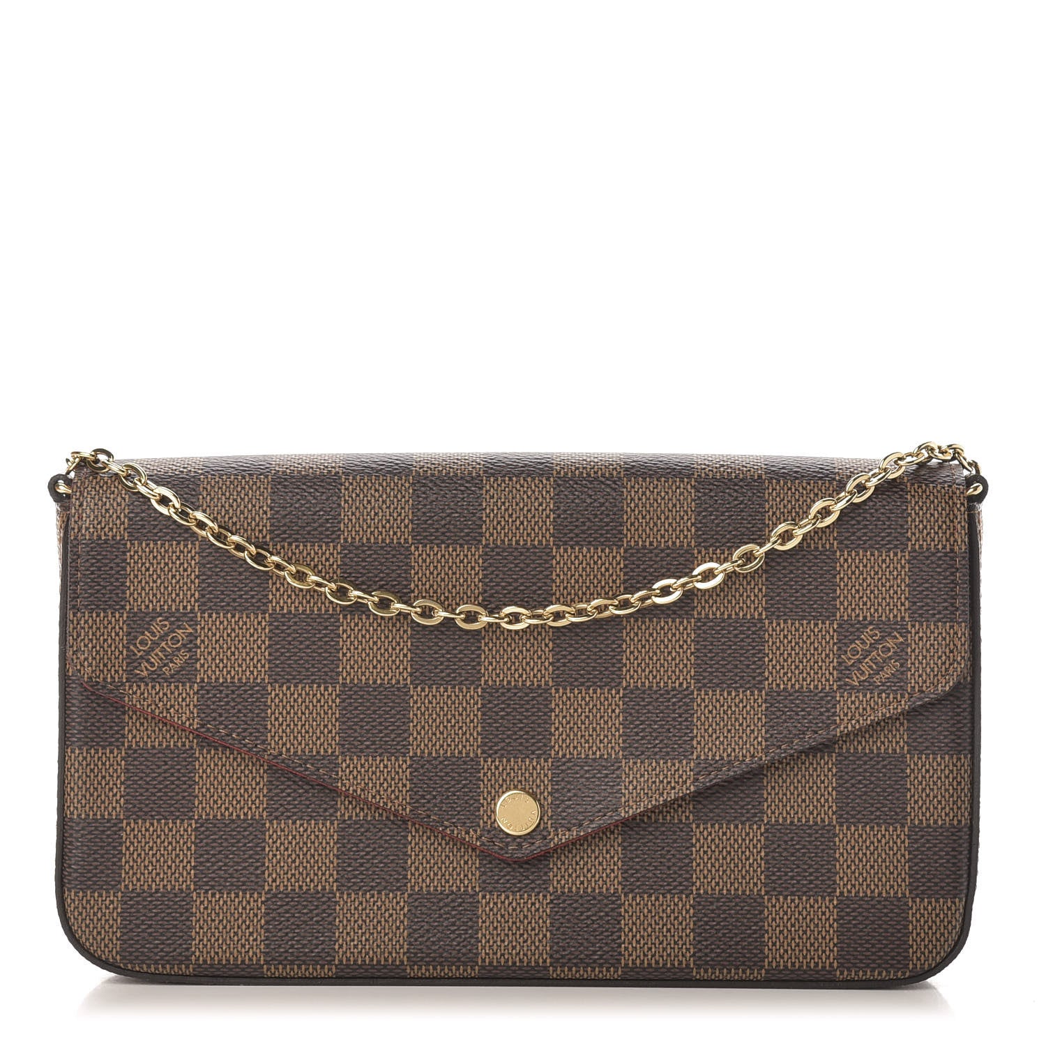 Louis Vuitton Damier Ebene Pochette Felicie Chain Wallet 1 of 11