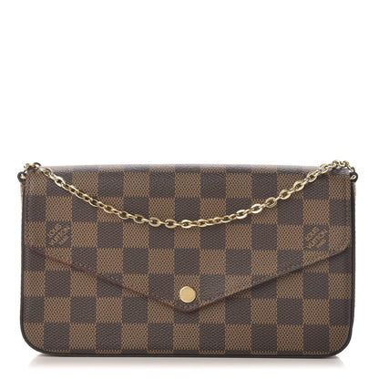Louis Vuitton Damier Ebene Pochette Felicie Chain Wallet 1 of 11