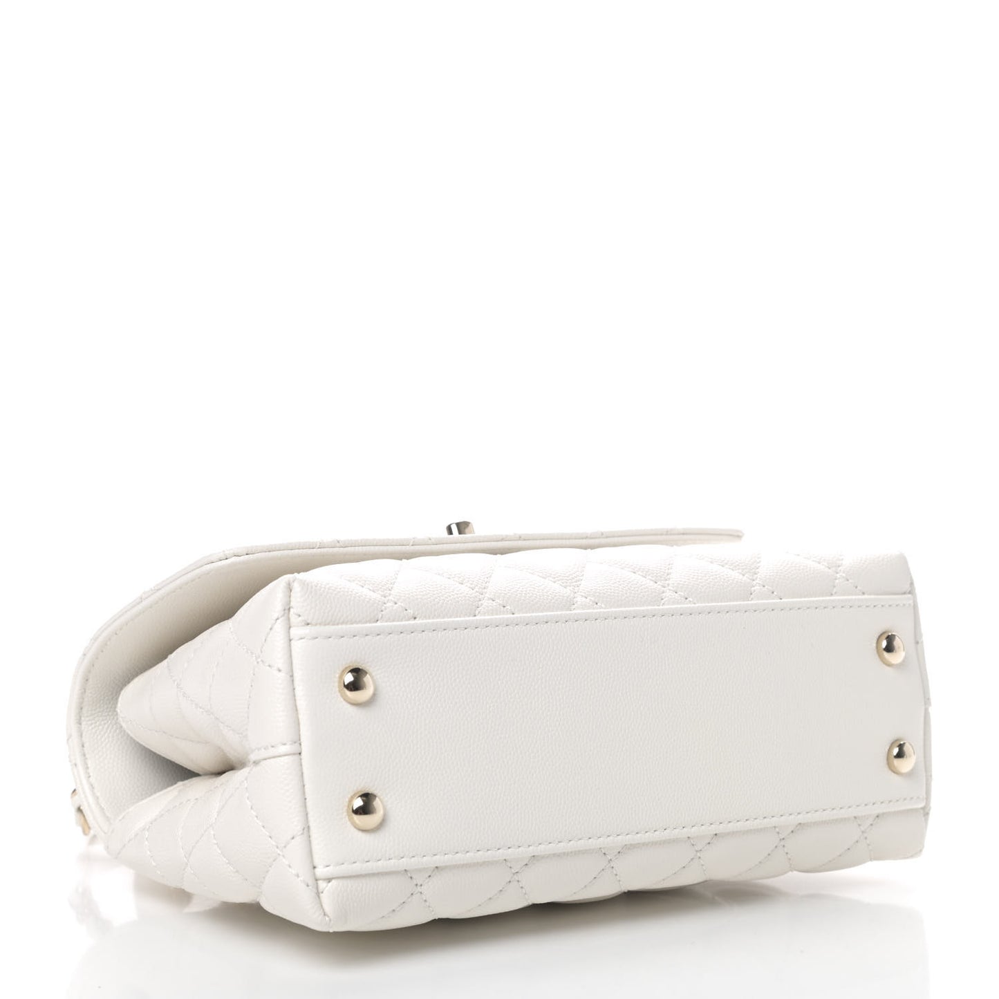 Caviar Quilted Mini Coco Handle Flap White