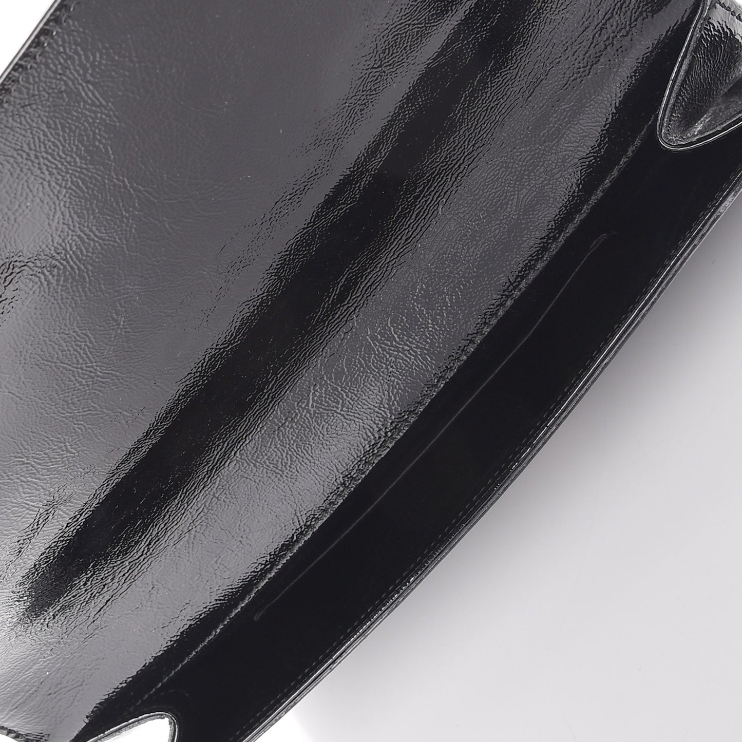 Textured Patent Monogram Large Belle De Jour Clutch Black