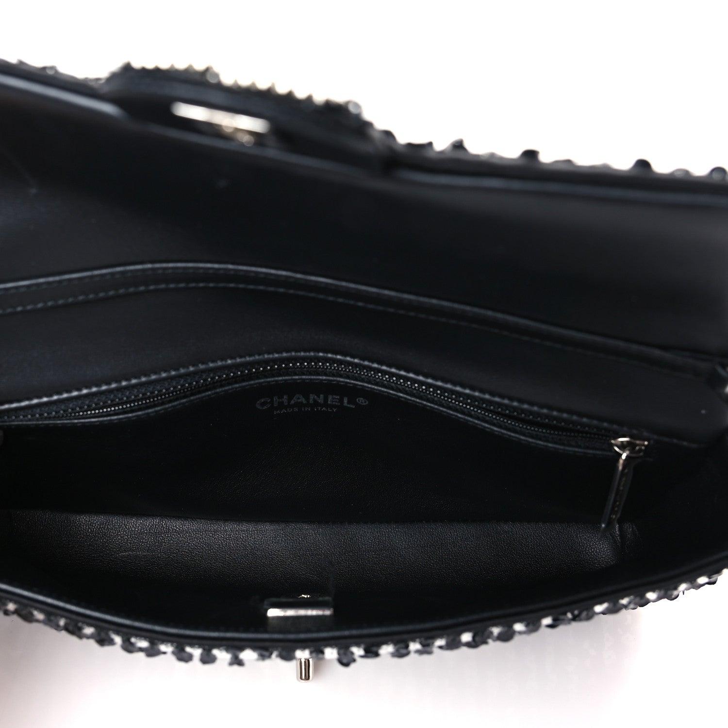 Chanel Sequin Quilted Pearl CC Flap Clutch Black 5 of 10
