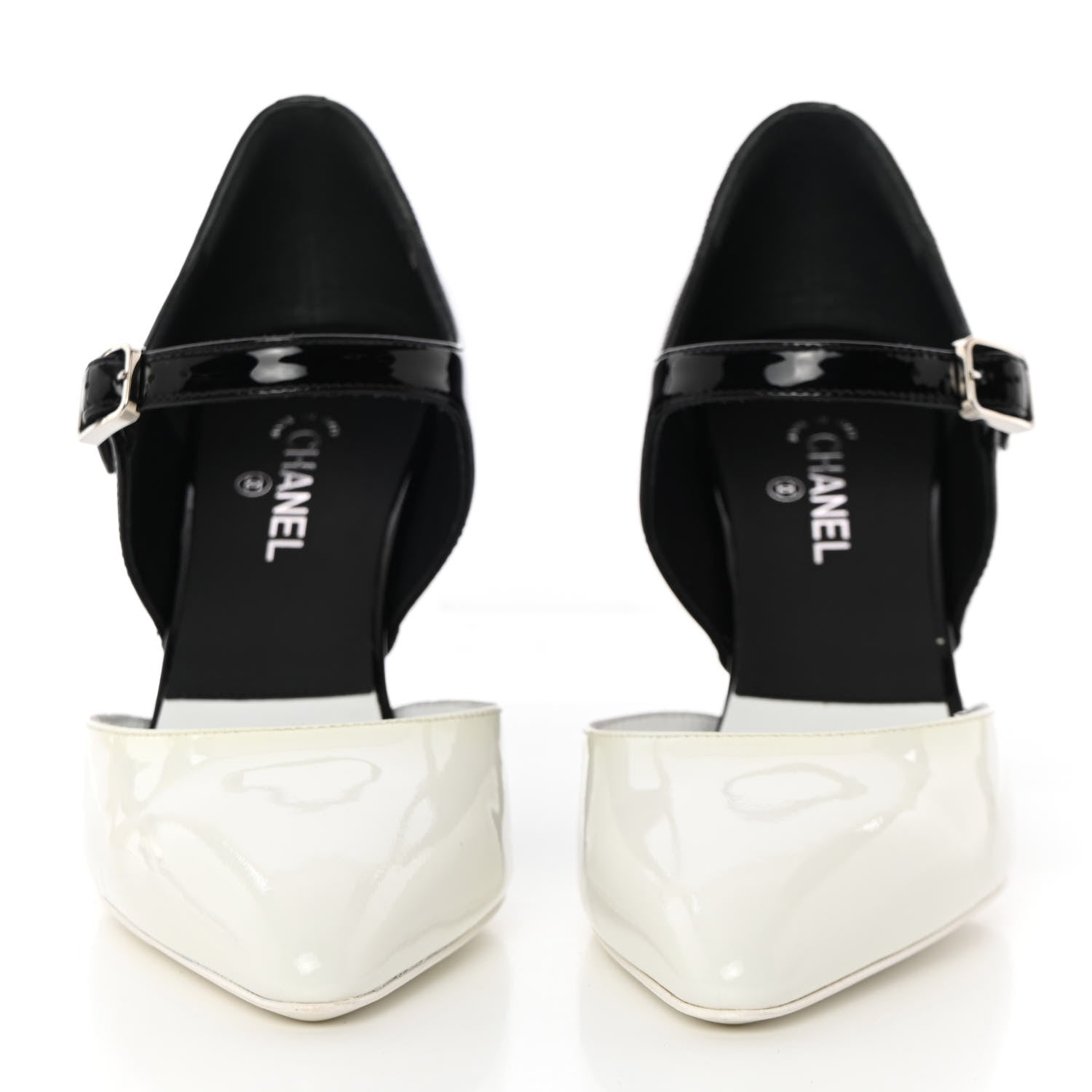 Chanel Patent Calfskin CC Pumps 36 White Black 2 of 10