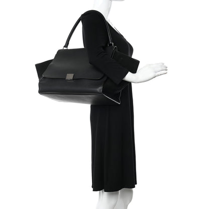 Celine Drummed Calfskin Suede Large Trapeze Black 2 of 12