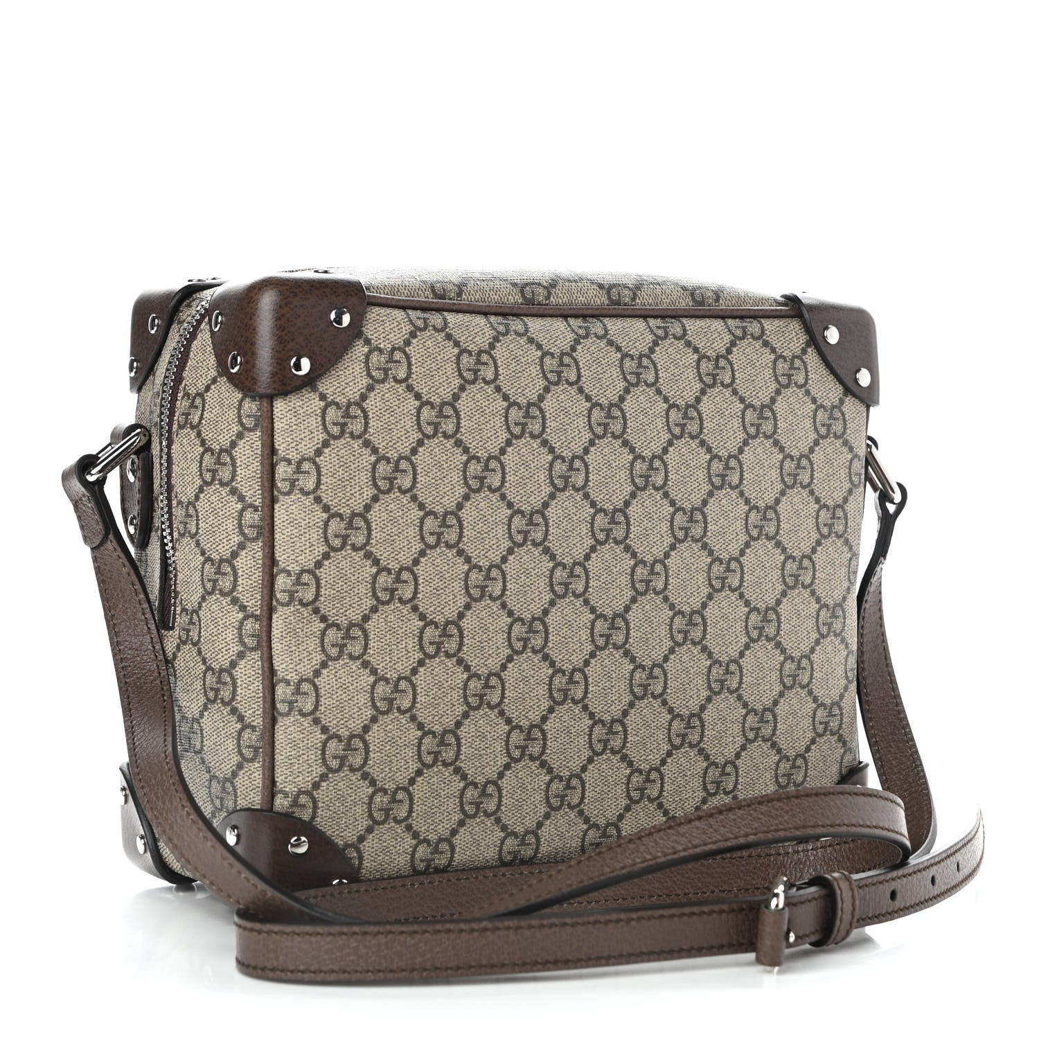 Gucci GG Supreme Monogram Textured Calfskin Square Messenger Bag Beige Ebony New Acero 3 of 10