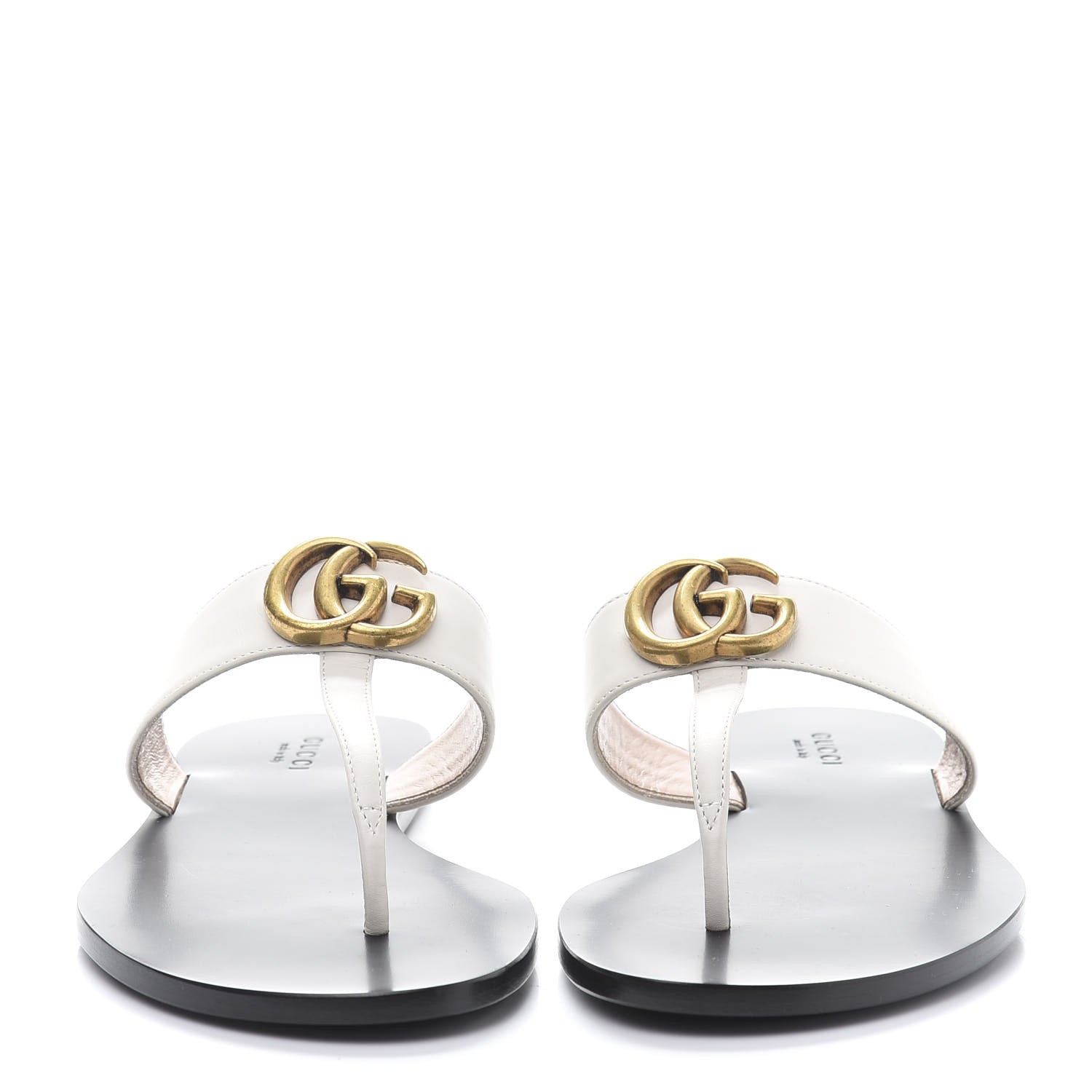 Gucci Calfskin GG Marmont Thong Sandals 37 Mystic White 2 of 7