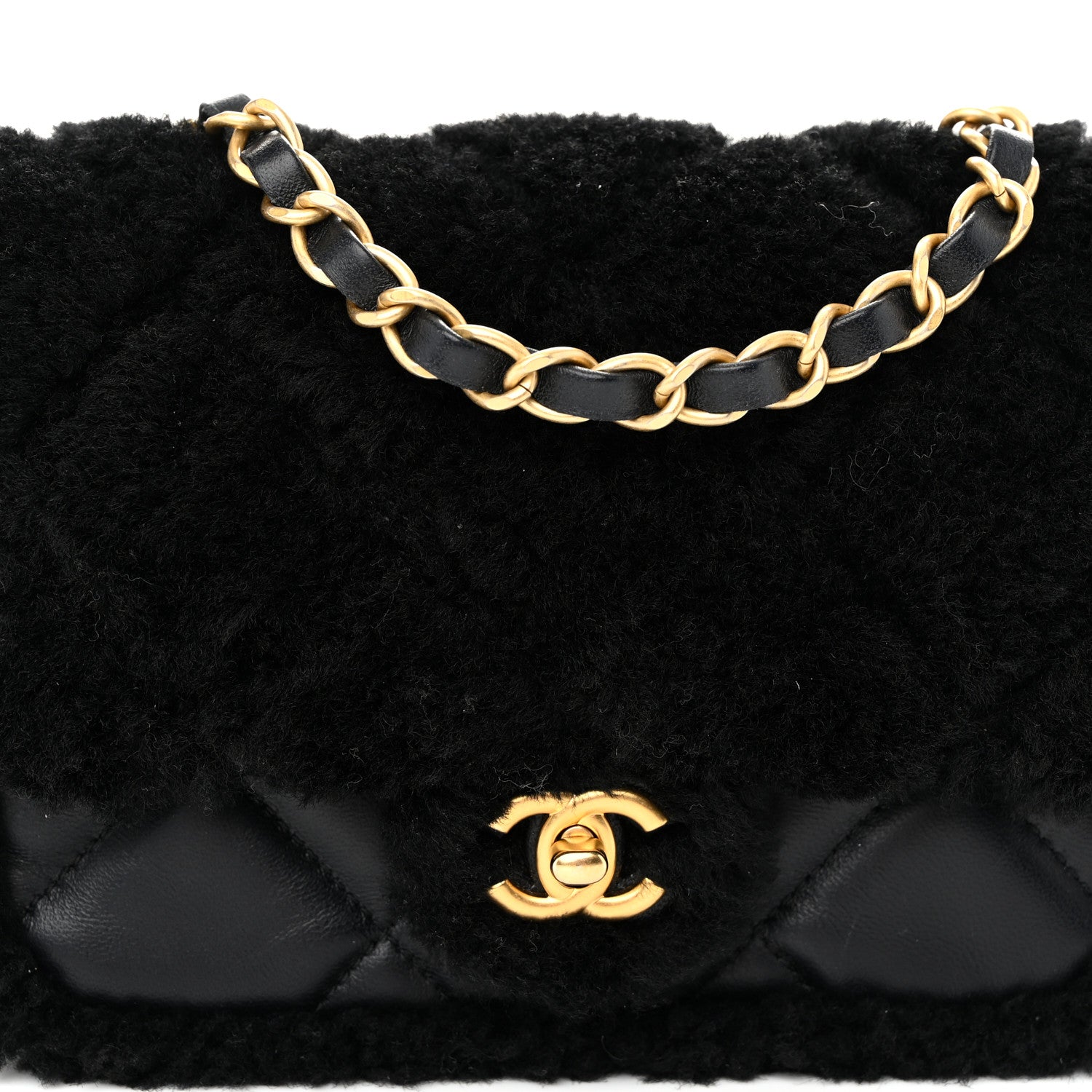 Chanel Shearling Lambskin Quilted Mini Furry Coco Flap Black 8 of 10