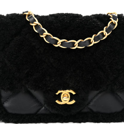 Chanel Shearling Lambskin Quilted Mini Furry Coco Flap Black 8 of 10