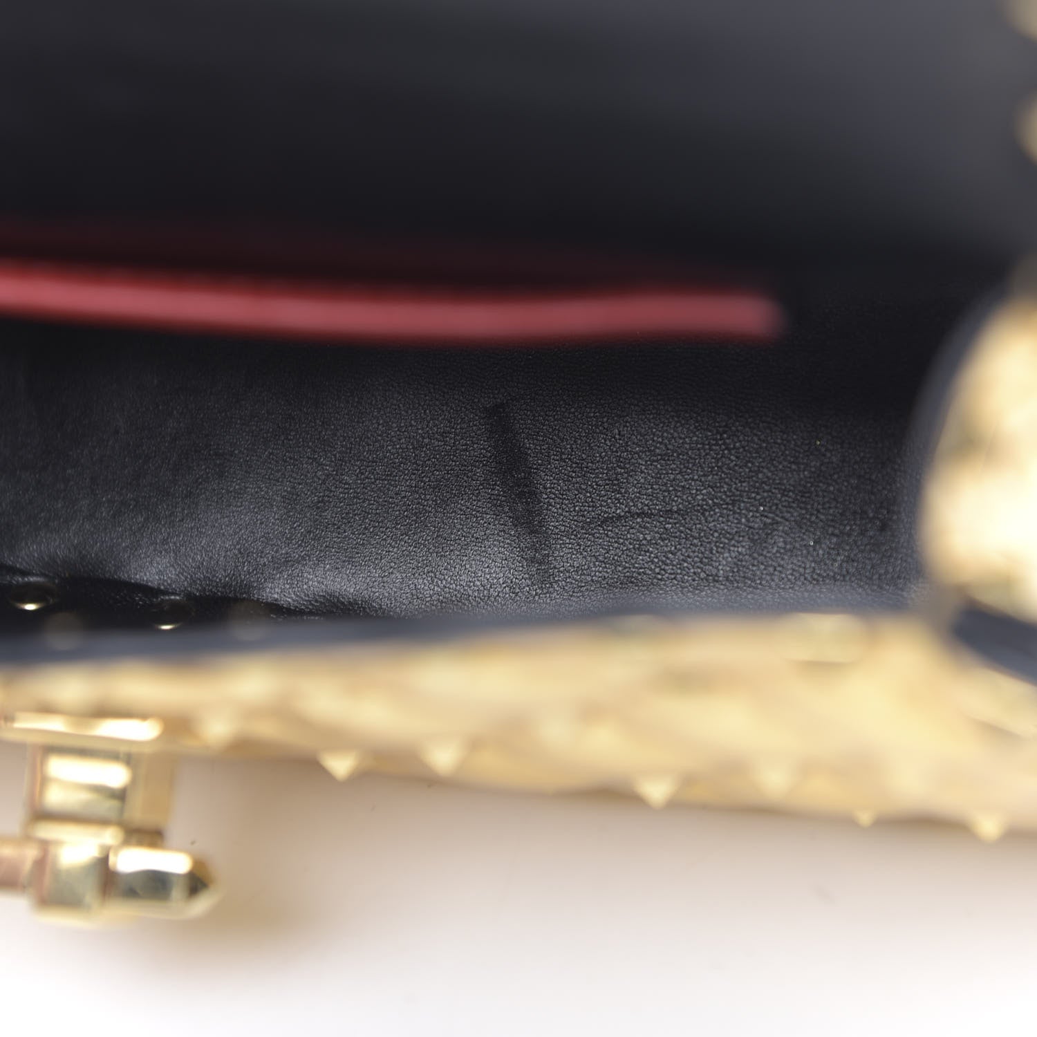 Valentino Garavani Metallic Patent Small Rockstud Spike Shoulder Bag Gold 6 of 11