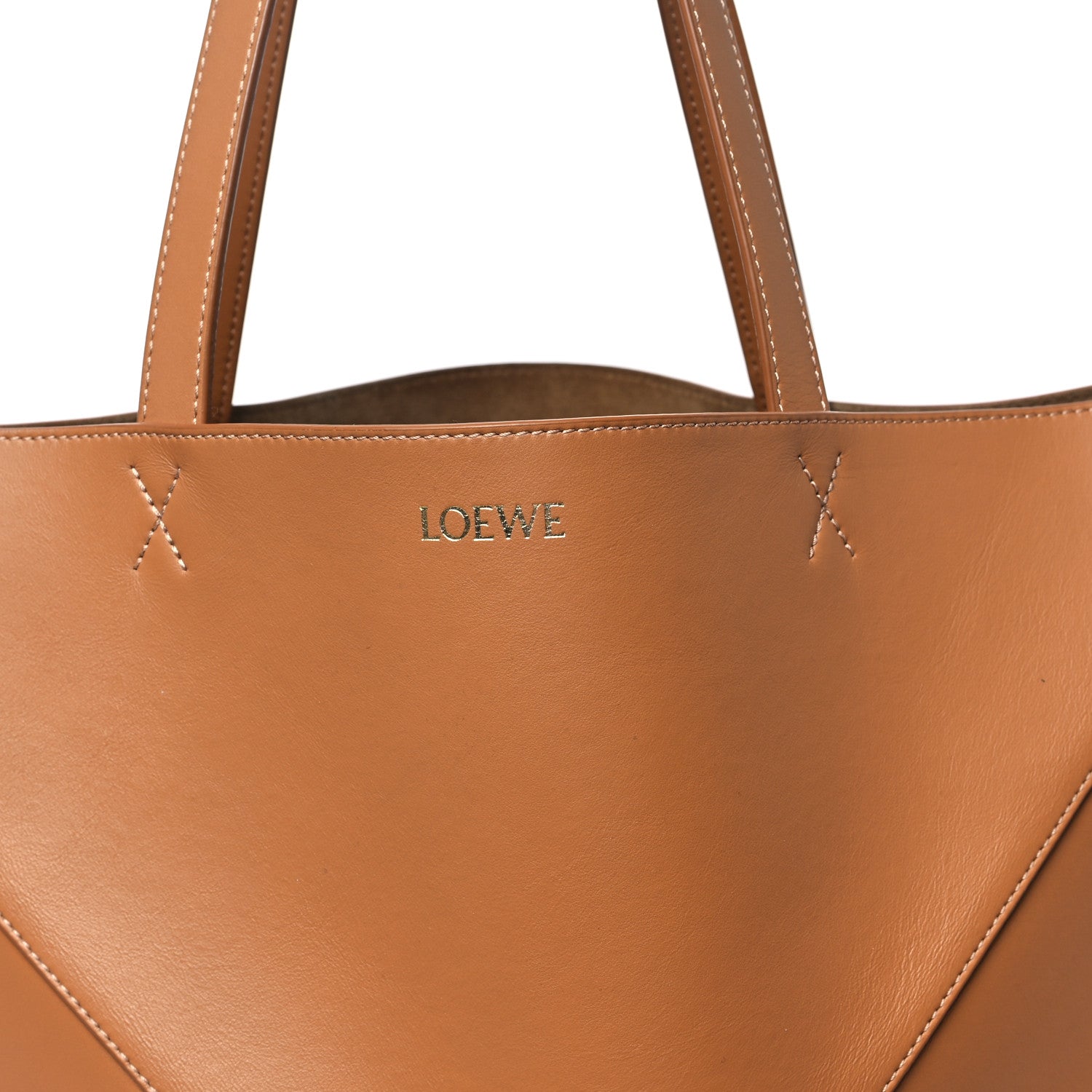 Loewe Shiny Calfskin Large Puzzle Fold Tote Warm Desert 7 of 11