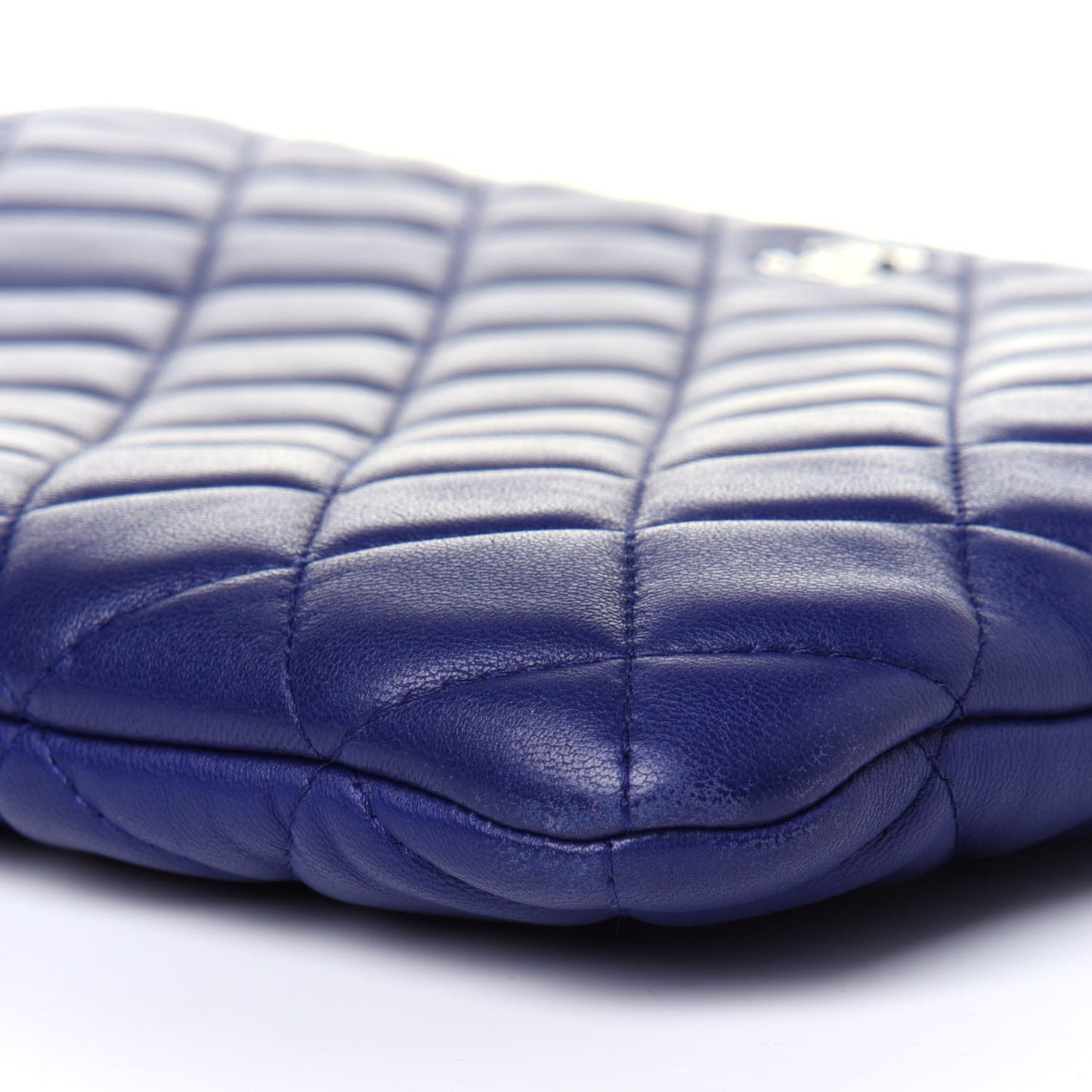 Lambskin Quilted Medium Cosmetic Case Blue