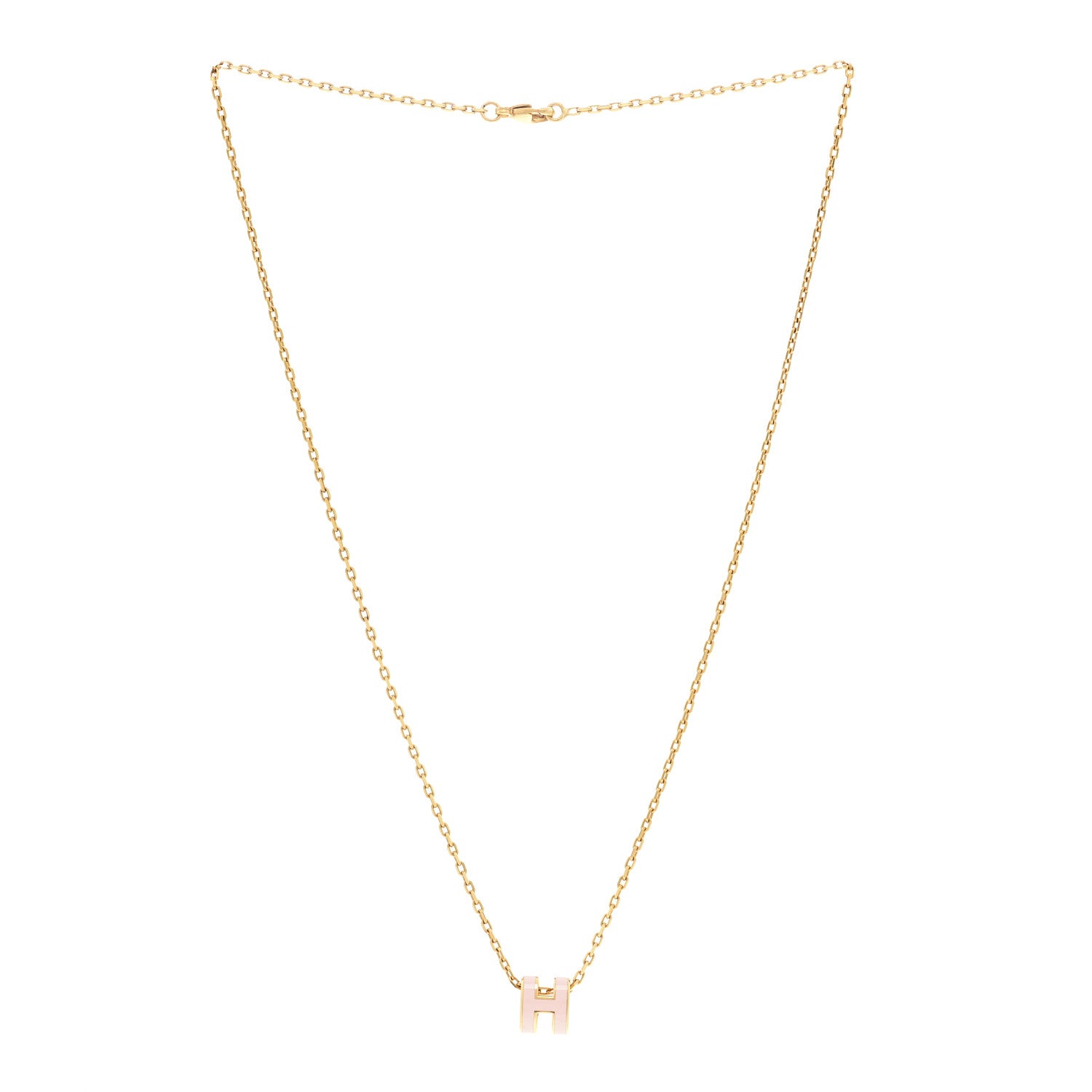 Hermes Lacquered Rose Gold Mini Pop H Pendant Necklace Rose Dragee 3 of 7