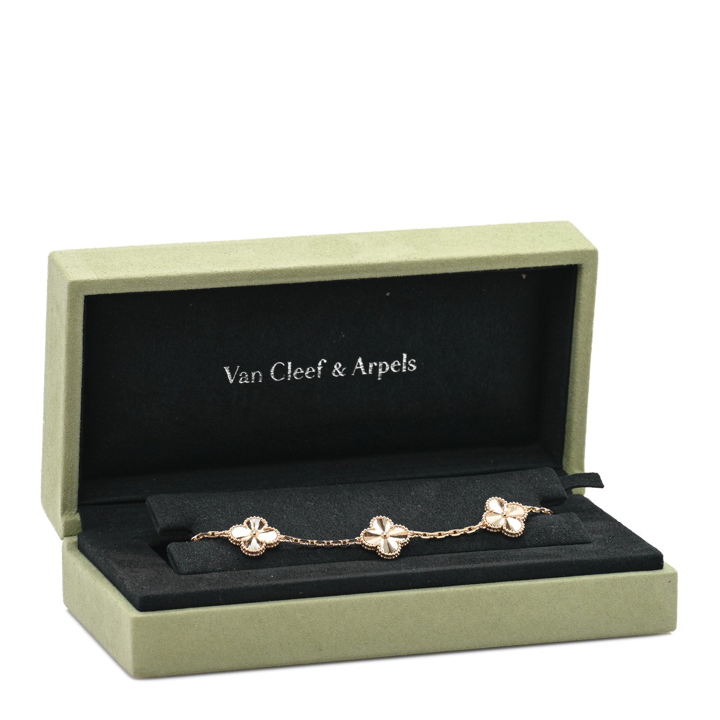 18K Yellow Gold 5 Motifs Guilloche Vintage Alhambra Bracelet