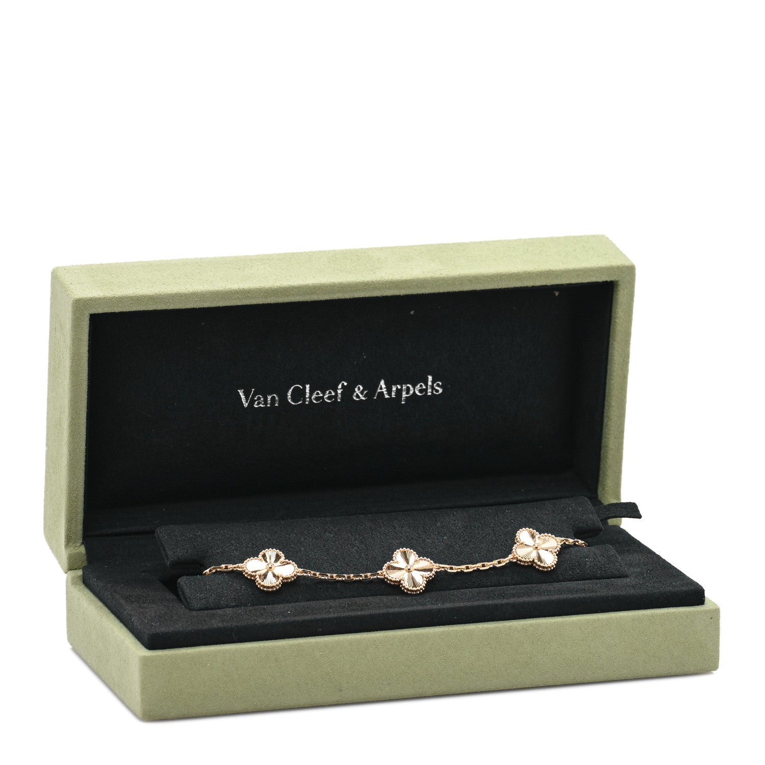 Van Cleef & Arpels 18K Yellow Gold 5 Motifs Guilloche Vintage Alhambra Bracelet 4 of 4